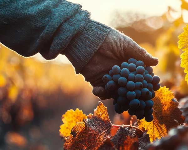 Mano artigiano e raccolta uva