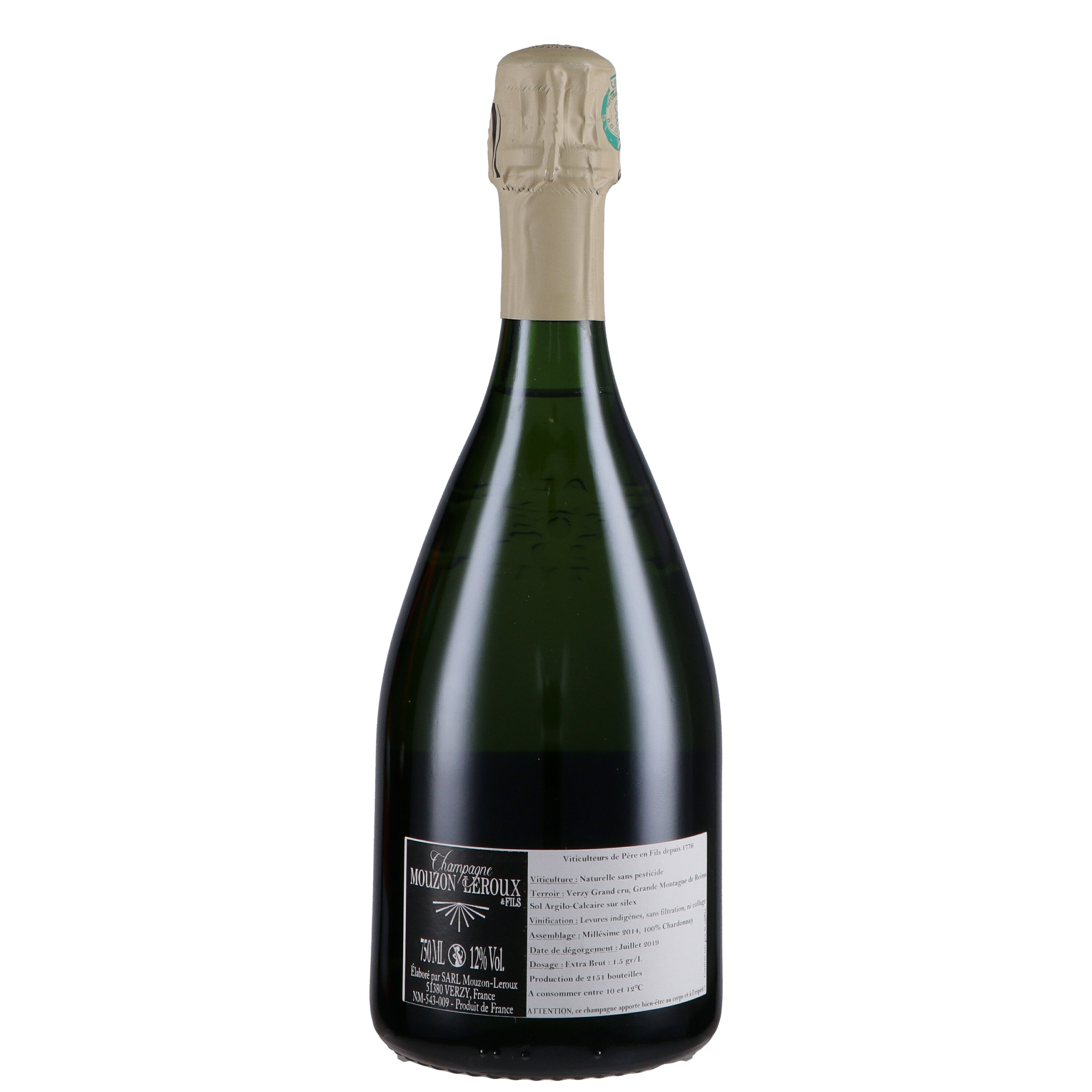 Champagne Extra Brut Blanc de Blancs Verzy Grand Cru "L’Angélique" 2018 - Mouzon Leroux
